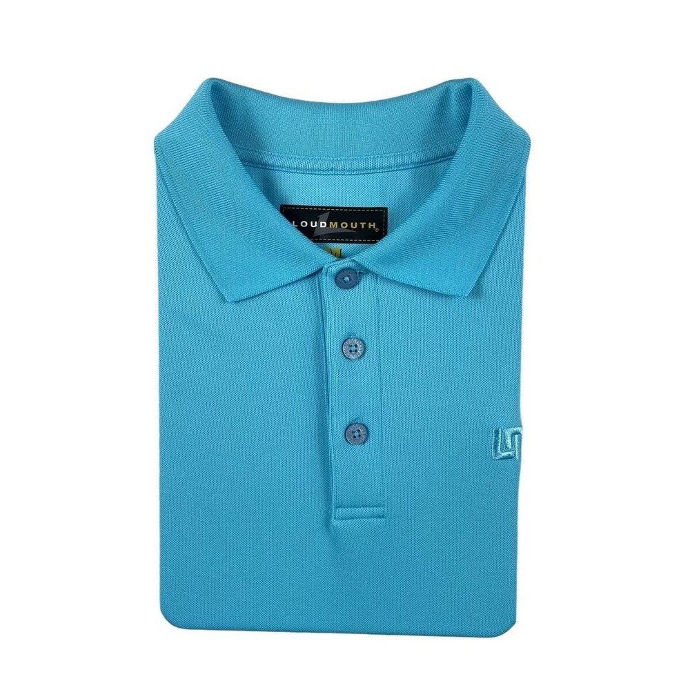 Loudmouth Golf Mens Performance Polo Shirt Blue Short Sleeve Size Medium